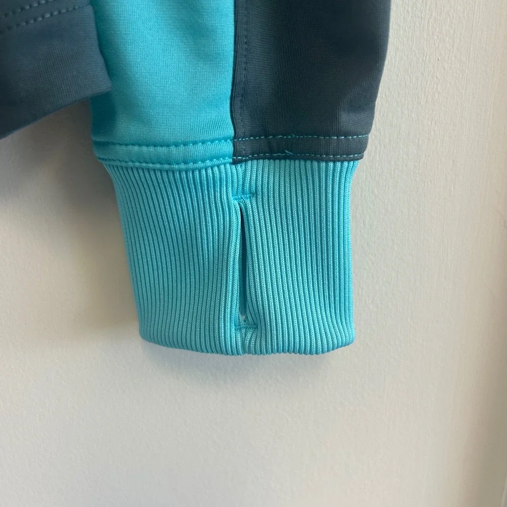 Nike‎ Dri-FIT Pullover 1/4 zip Hoodie Running Jacket Women's S Teal Thumb Holes